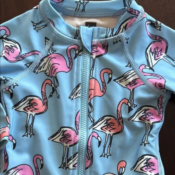 Tea Collection Blue and Pink Flamingo Kids Swimsuit - Picture 3 of 7